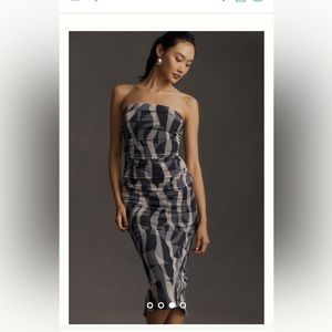 By Anthropologie Strapless Mesh Midi Dress